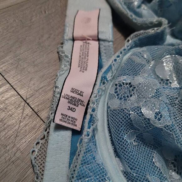 Victoria's Secret 34D baby blue lace bra not padded body by victoria - Picture 4 of 10